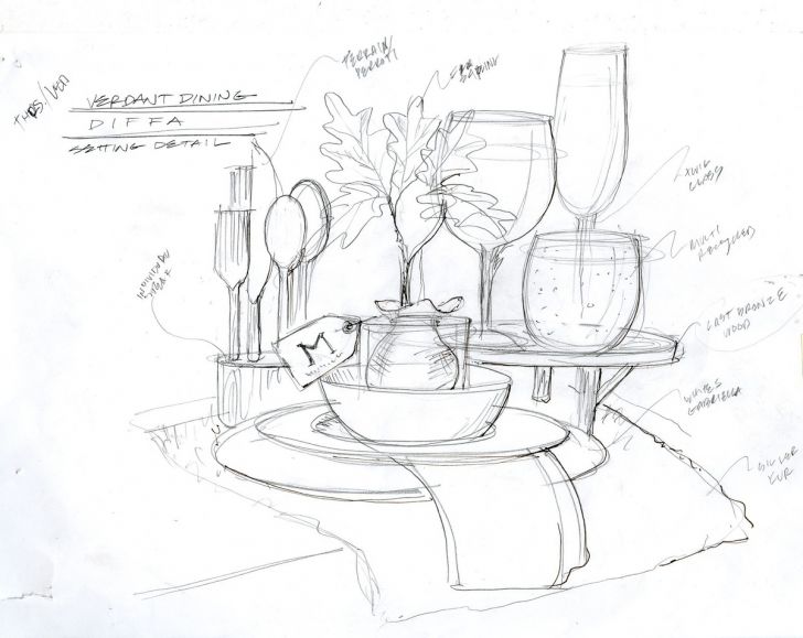 728x579 Dinner Table Drawing Biantable