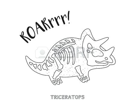 450x353 Dinosaur Bones Coloring Pages Triceratops Skeleton Outline Drawing