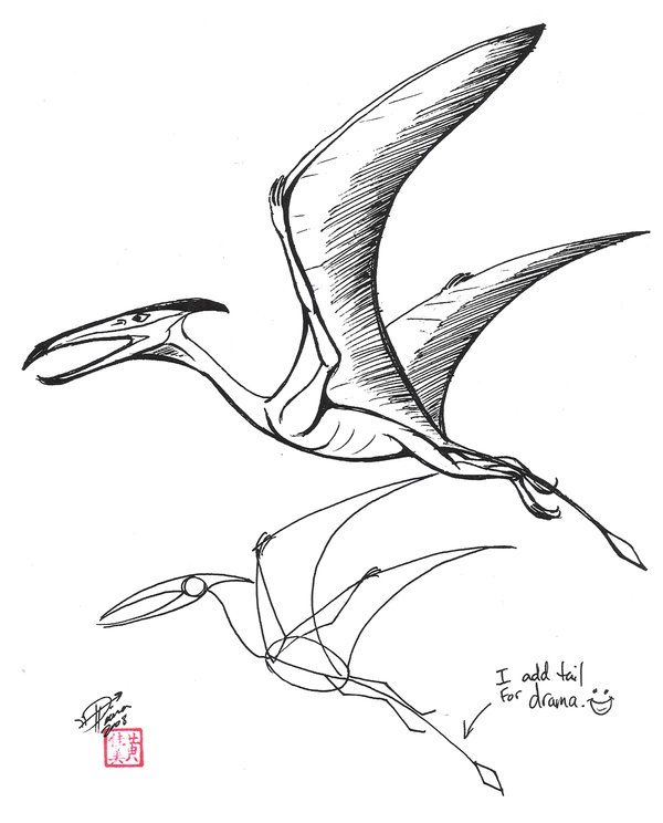 600x744 Dinosaur Pterodactyl Drawing Draw A Pterosaur By Diana Want