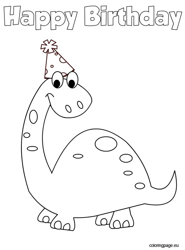 595x804 Dinosaur Happy Birthday Coloring Page