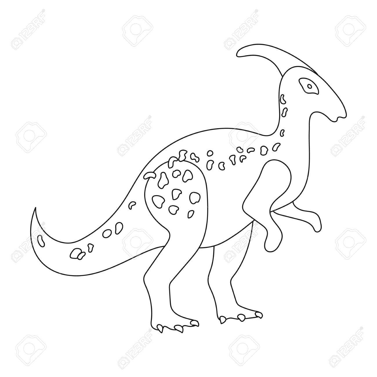 1300x1300 Dinosaur Parasaurolophus Icon In Outline Style Isolated On White