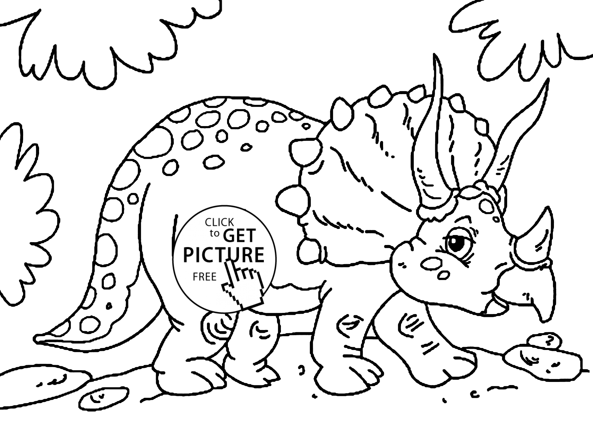 2079x1483 Little Triceratops Dinosaur Coloring Pages For Kids, Printable Free