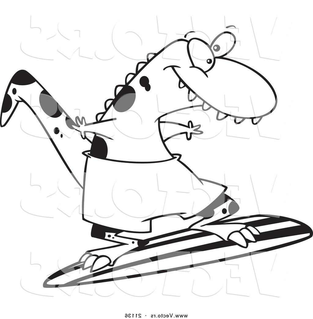 1024x1044 Hd Vector Of Cartoon Surfer Dinosaur Coloring Page Outline By Ron