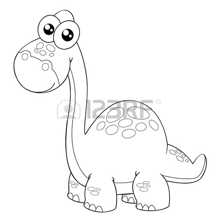 450x450 Illustration Of Cartoon Dinosaur Outline Royalty Free Cliparts