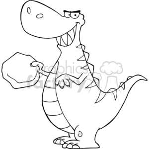 300x300 Royalty Free Black And White Outline Of A Trex Dinosaur 383353