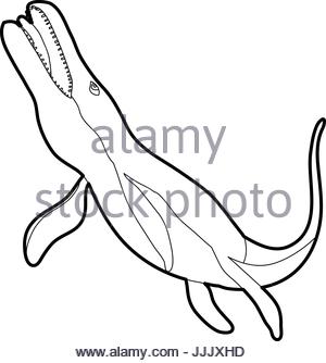 300x334 Aquatic Dinosaur Icon Outline Stock Vector Art Amp Illustration