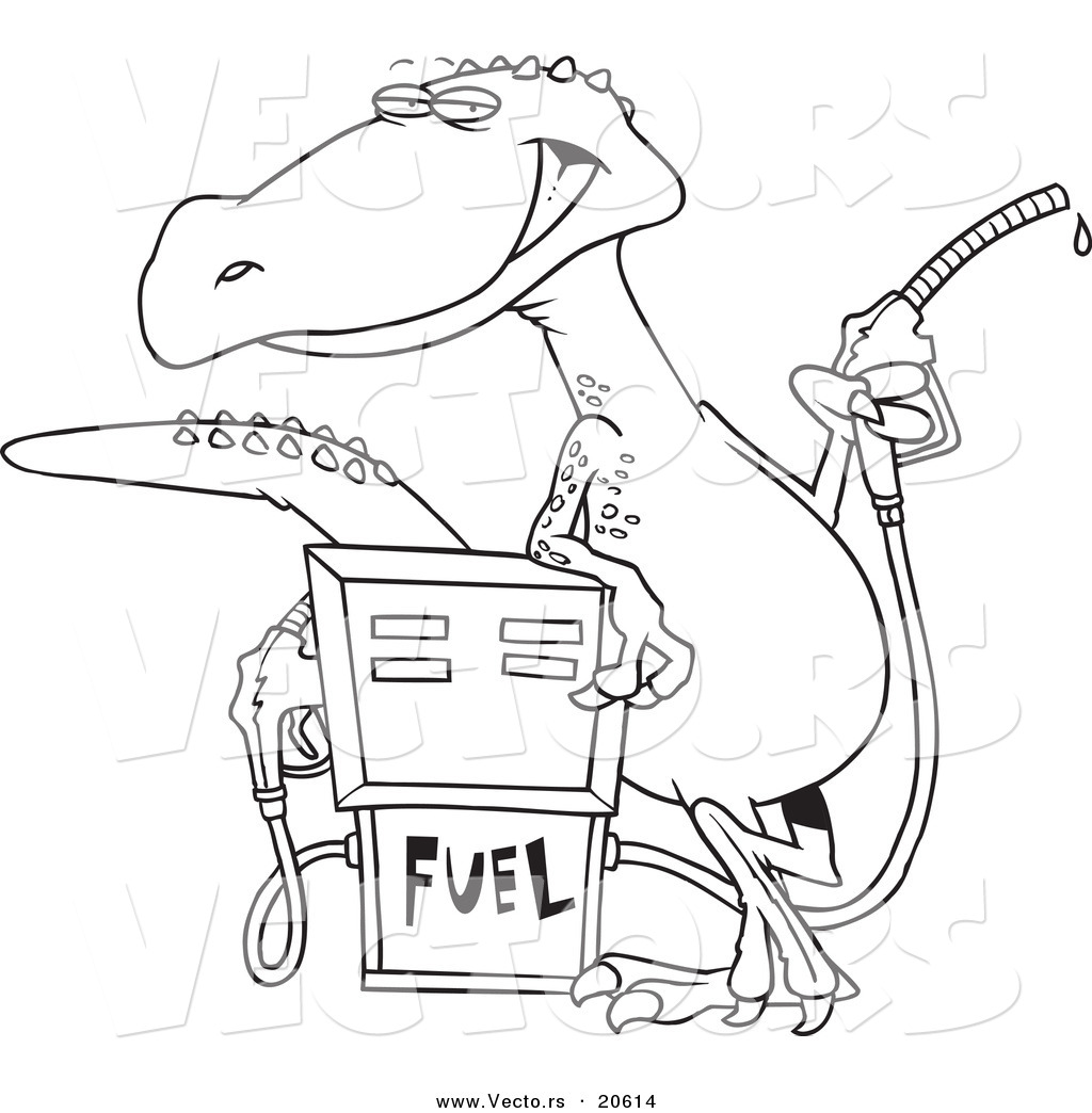 1024x1044 Vector Of A Cartoon Dinosaur Standing By A Gas Pump