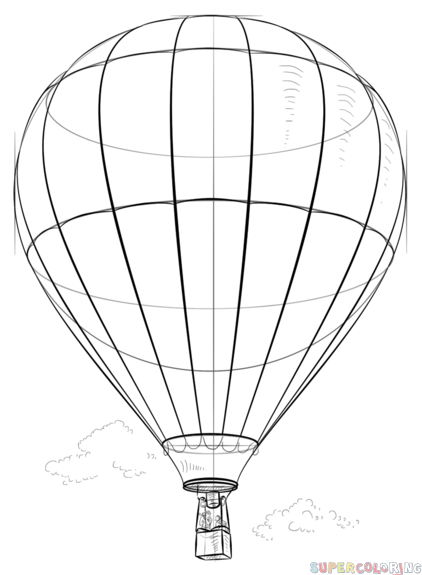 422x575 Air Balloon Drawing How To Draw A Hot Air Balloon Step Step