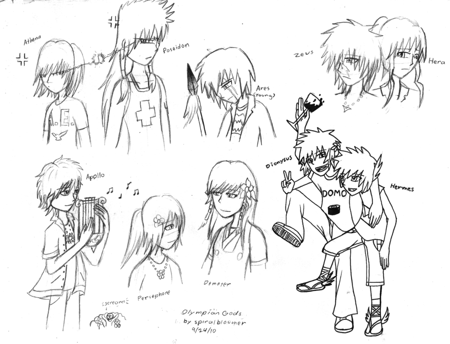 900x687 Greek Gods Sketch By Spiralbloomer