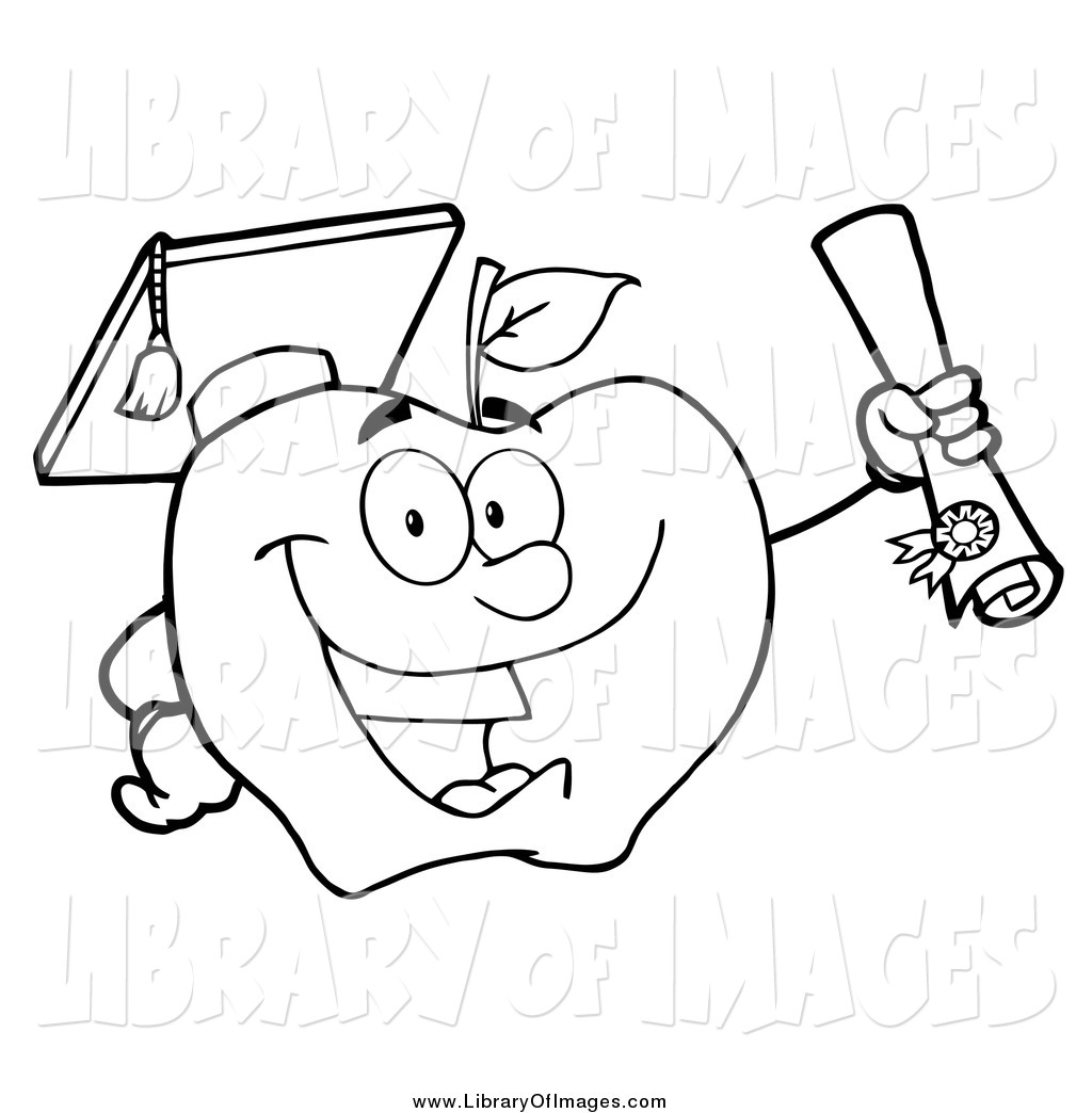 1024x1044 Clip Art Of A Black And White Student Apple Holding A Diploma By