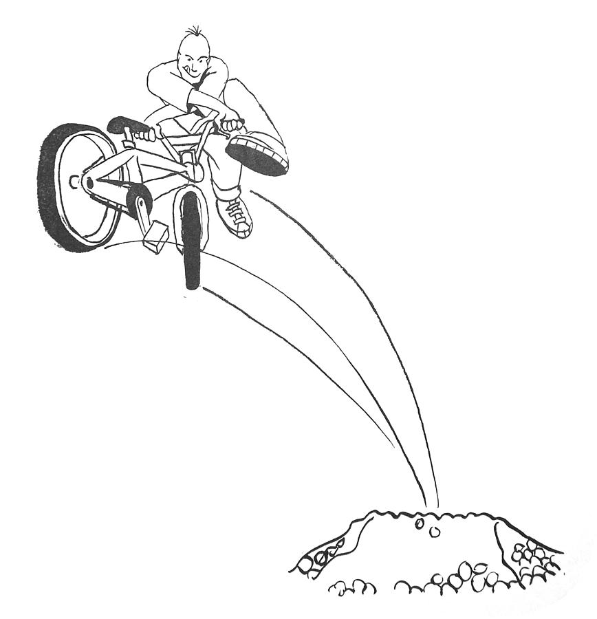 868x900 Bmx Dirt Jump Drawing By Mike Jory
