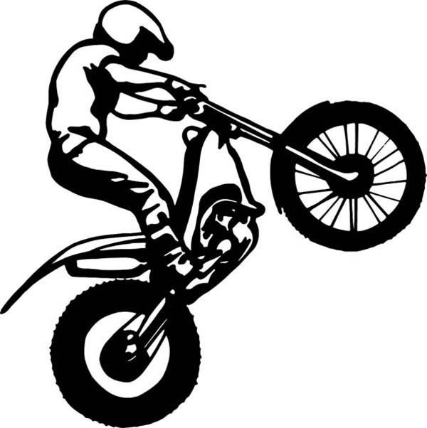600x602 Dirt Bike Rider Popping A Wheelie Coloring Page Coloring Sun