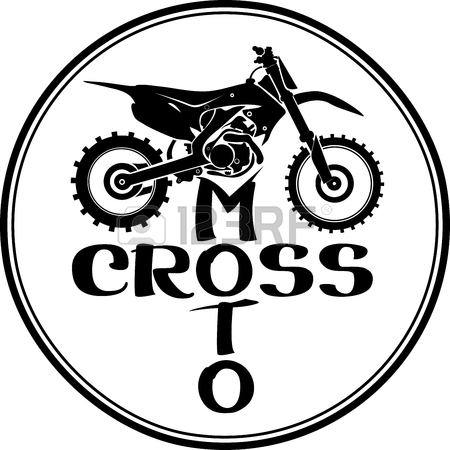450x450 Motocross Dirt Bike Round Sign With Lettering Illustration Royalty
