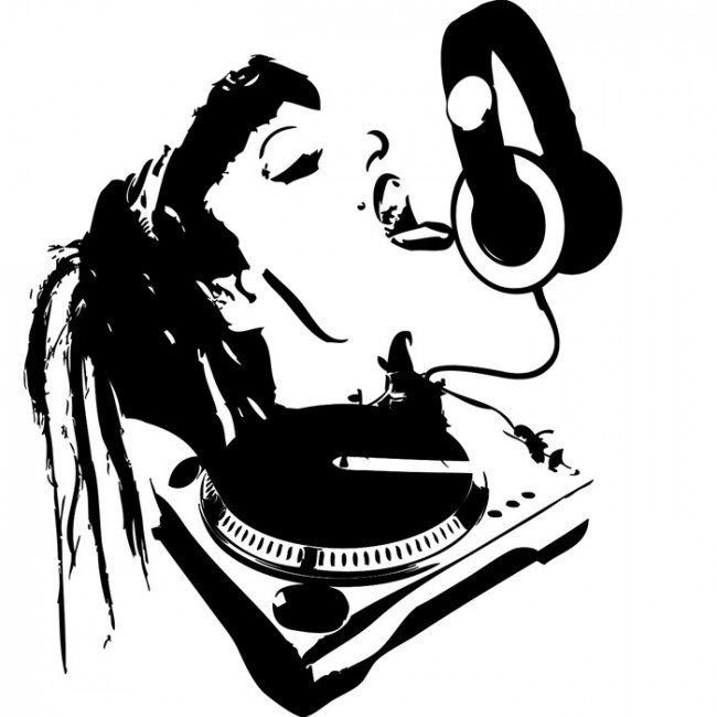 650x650 Female Dj With Decks Musicians Amp Band Logos Wall Stickers Music