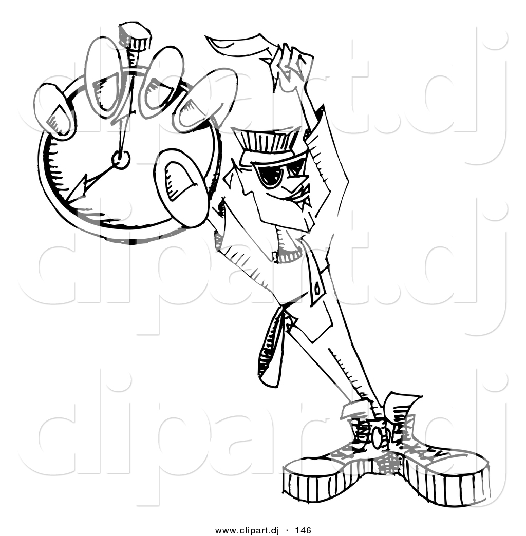 1024x1044 Vector Clipart Of A Dj Guy Holding Pocket Watch