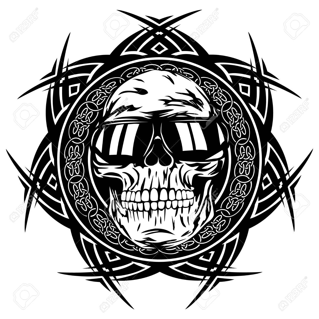 1300x1300 Abstract Vector Illustration Disc Jockey Skull In Sunglasses