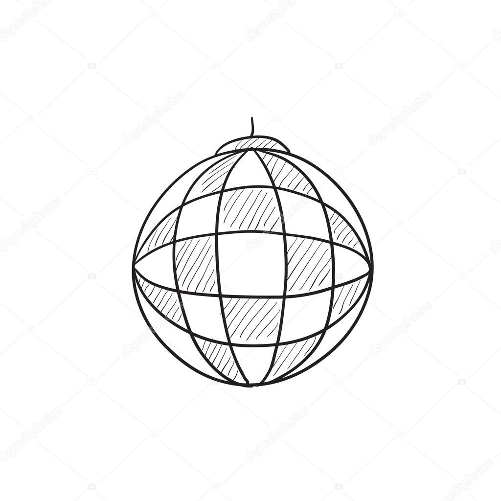 1024x1024 Disco Ball Sketch Icon. Stock Vector Rastudio