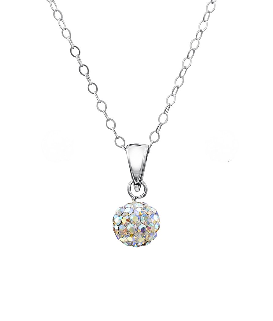 893x1050 Girls Sterling Silver Crystal Disco Ball Pendant