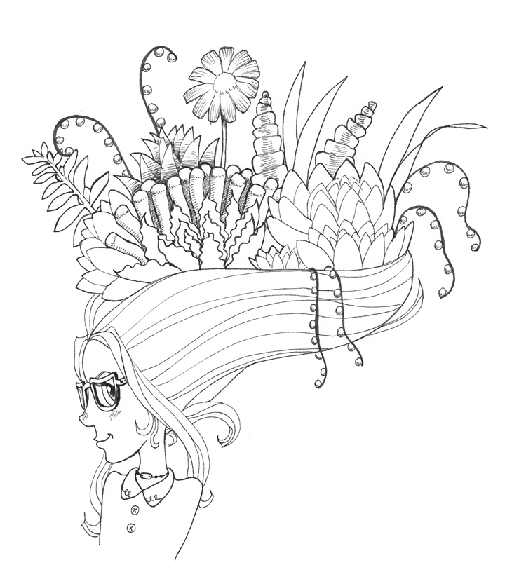 750x816 Drawing Succulents In Her Hair By Tomf00lery