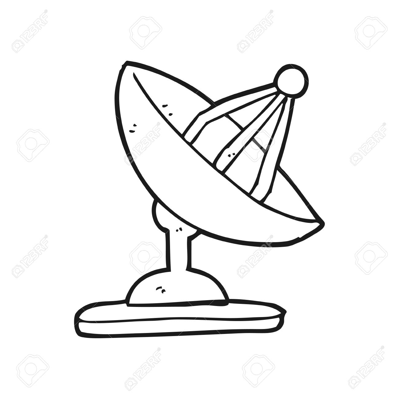 1300x1300 Freehand Drawn Black And White Cartoon Satellite Dish Royalty Free