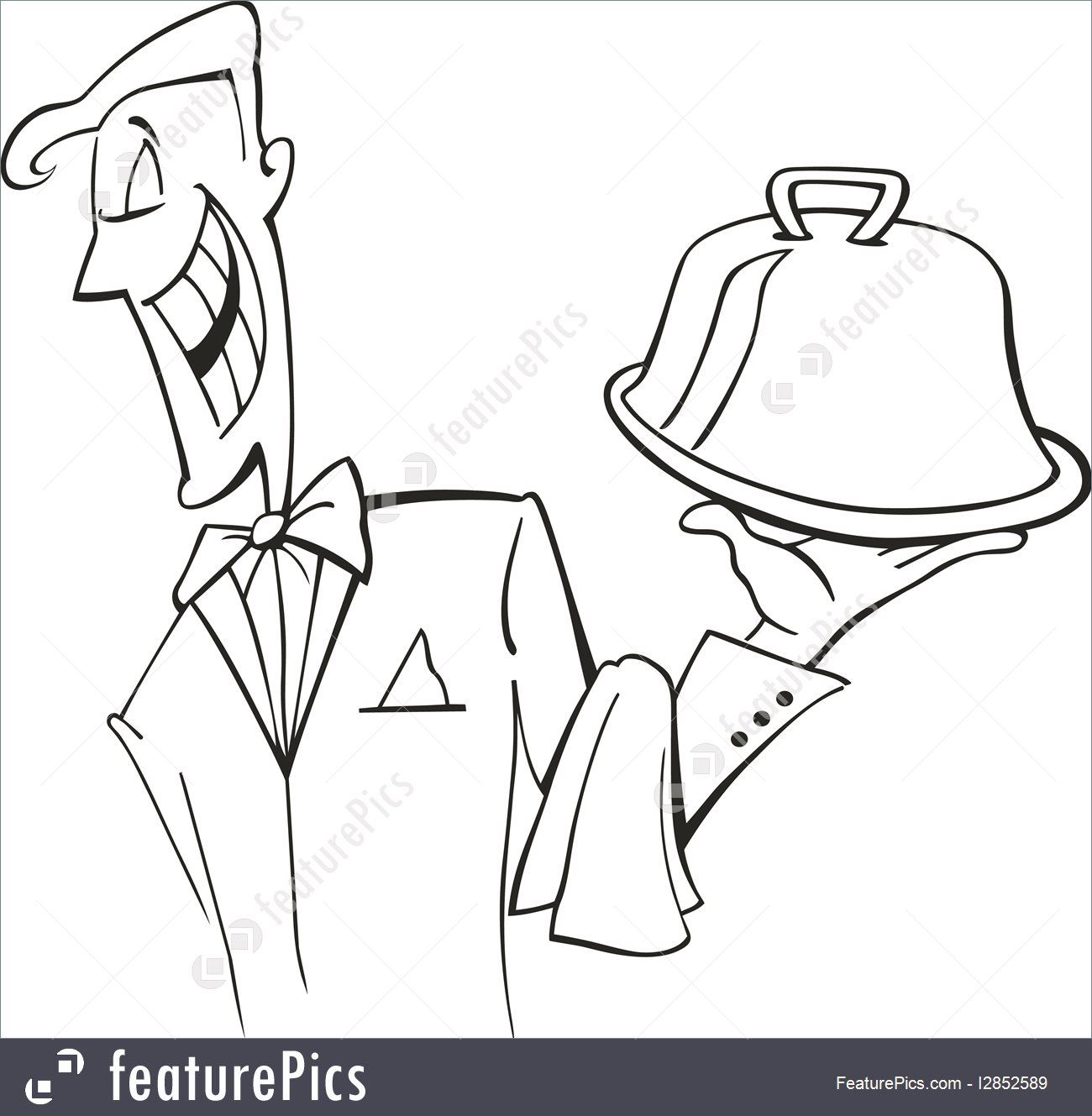 1300x1329 People At Work Waiter With Dish For Coloring Book