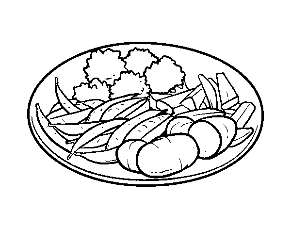 600x470 Vegetable Dish Coloring Page