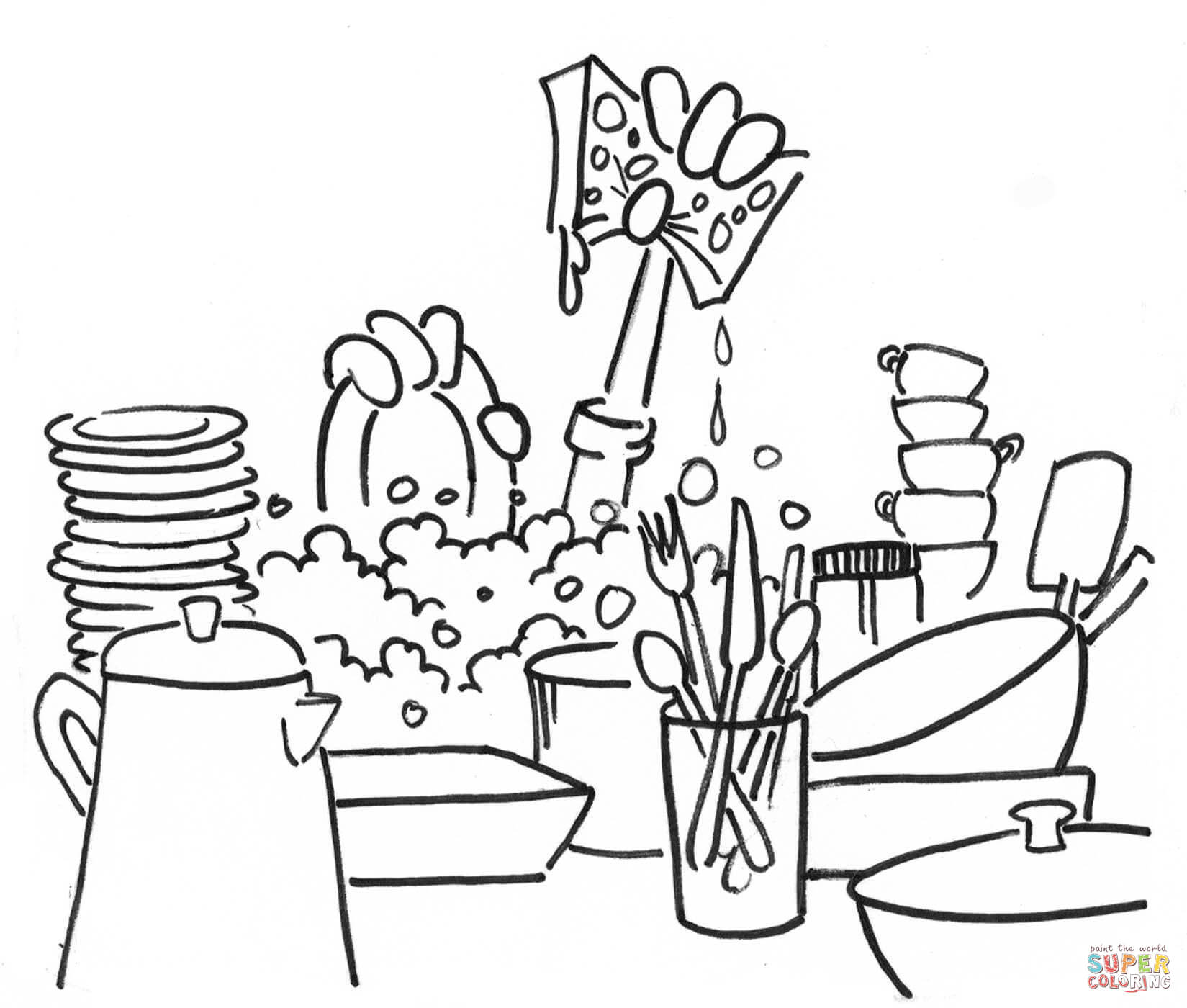 1649x1400 Washing Dishes Coloring Page Free Printable Coloring Pages