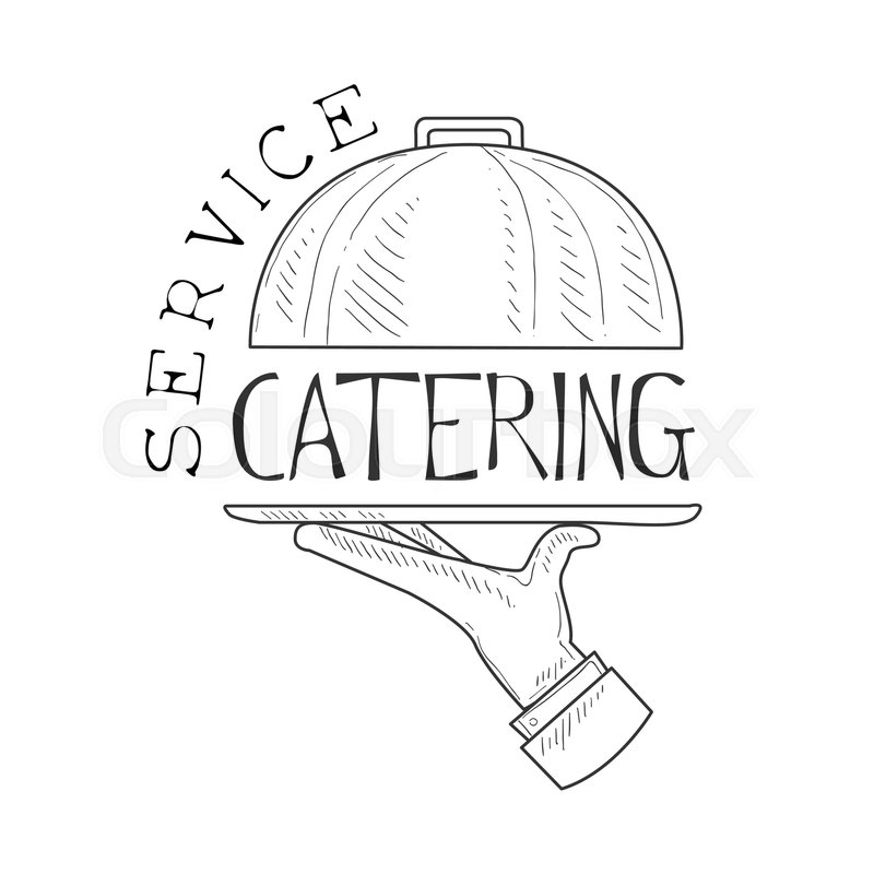 800x800 Best Catering Service Hand Drawn Black And White Sign With Waiters