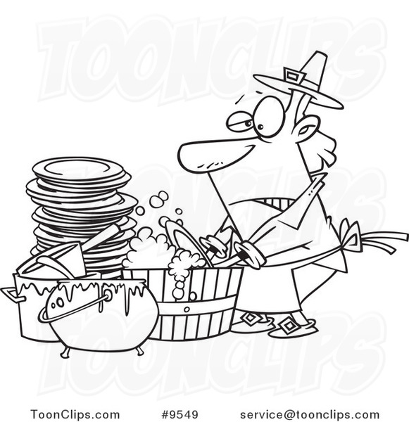 581x600 Cartoon Blacknd White Line Drawing Of Guy Washing Dishes In