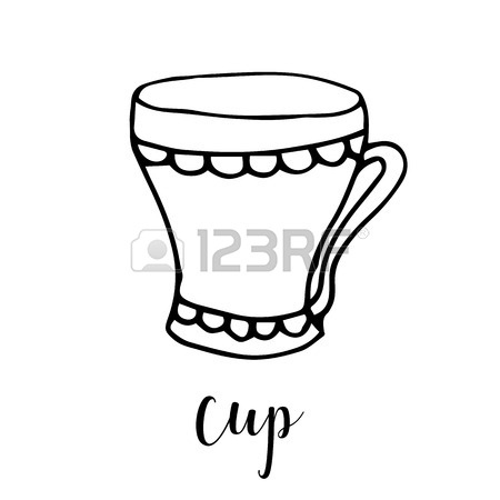 450x450 Childrens Drawing A Cup. The Template For The Painting. Hand