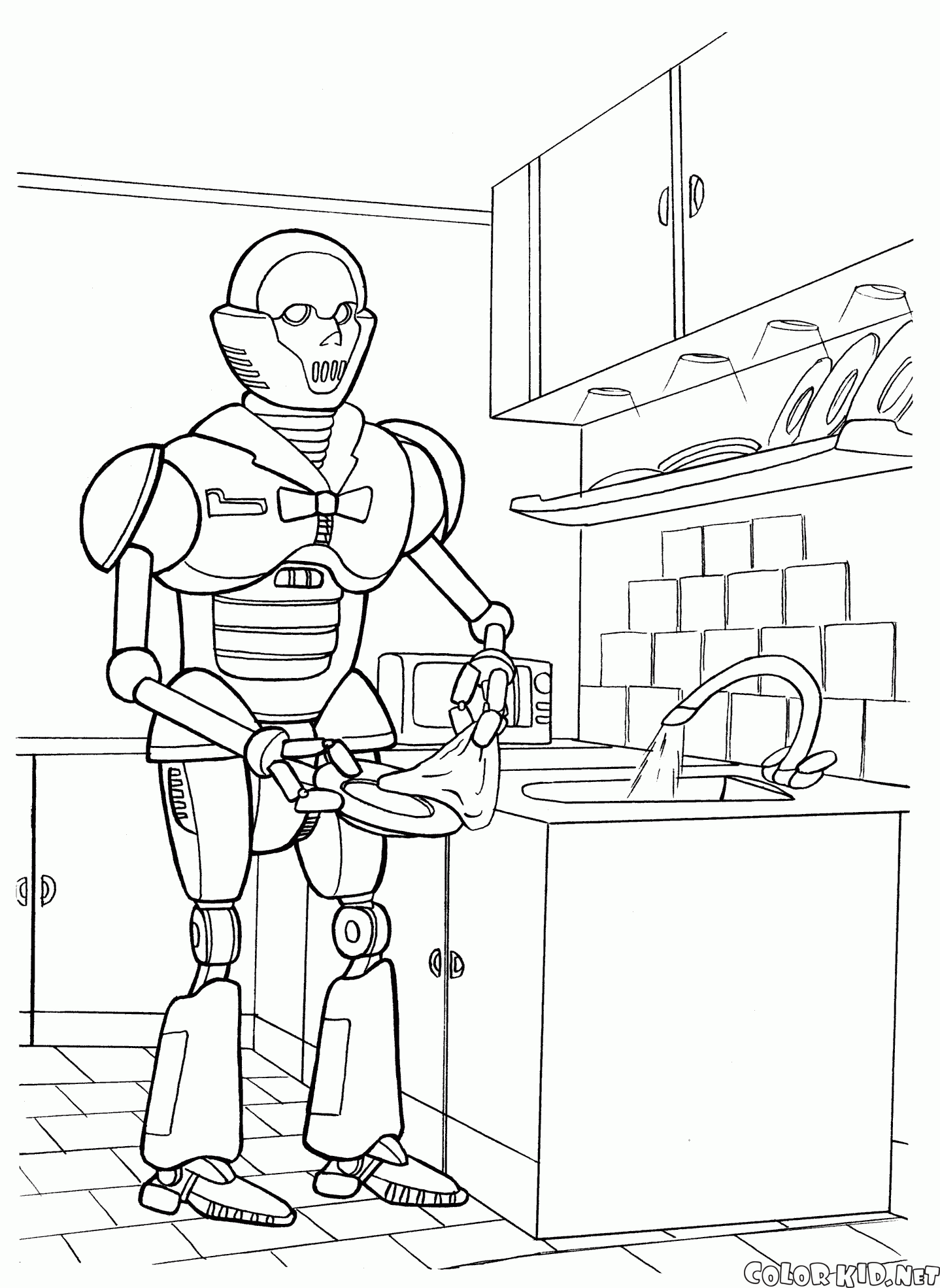 1438x1970 Download Or Print Out The Coloring Page Robot Dishwasher