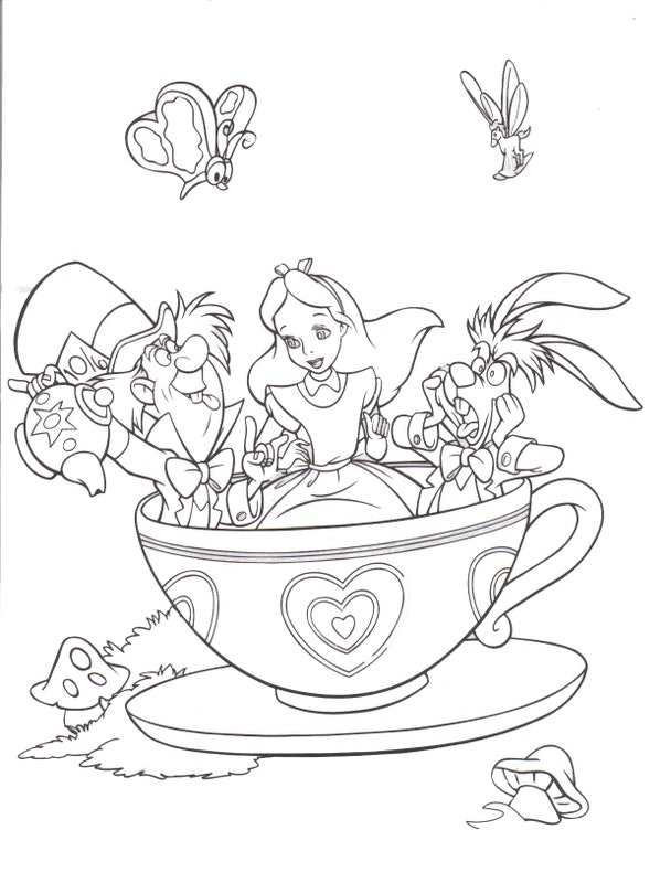608x800 Disney Alice In Wonderland Coloring Pages