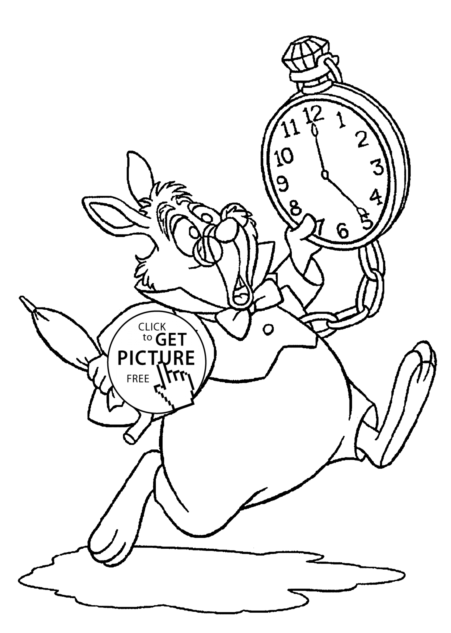 1483x2079 In Wonderland Coloring Pages Rabbit For Kids, Printable Free
