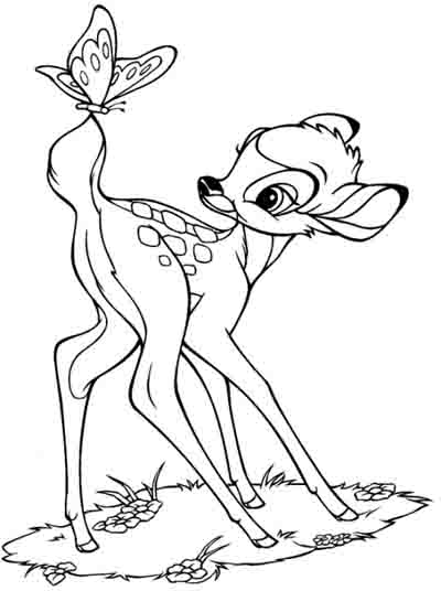 400x536 Disney Bambi And Butterfly Coloring Page