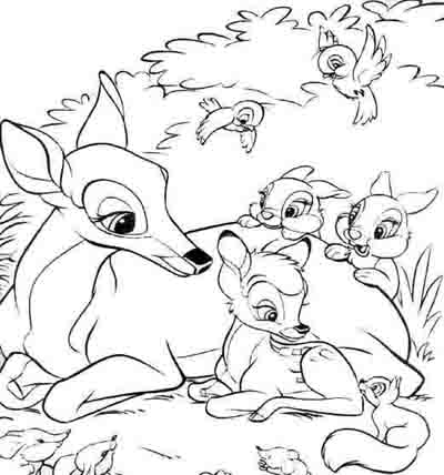 400x428 Disney Bambi And Friends Coloring Page