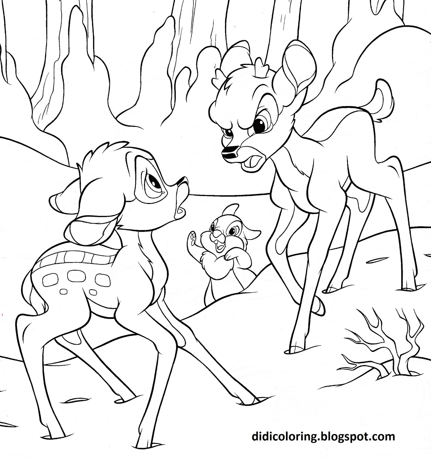 1504x1600 Free Download Walt Disney Characters Bambi Coloring For Kids
