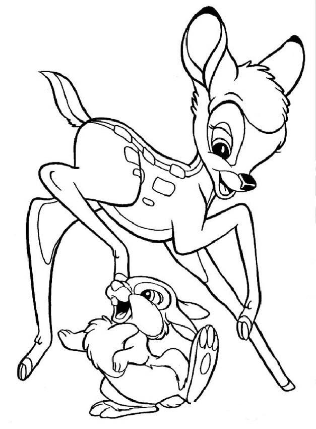 627x850 Happy Bambi Coloring Sketch Free