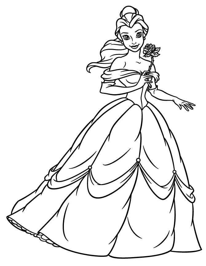 670x867 Belle Disney Coloring Pages