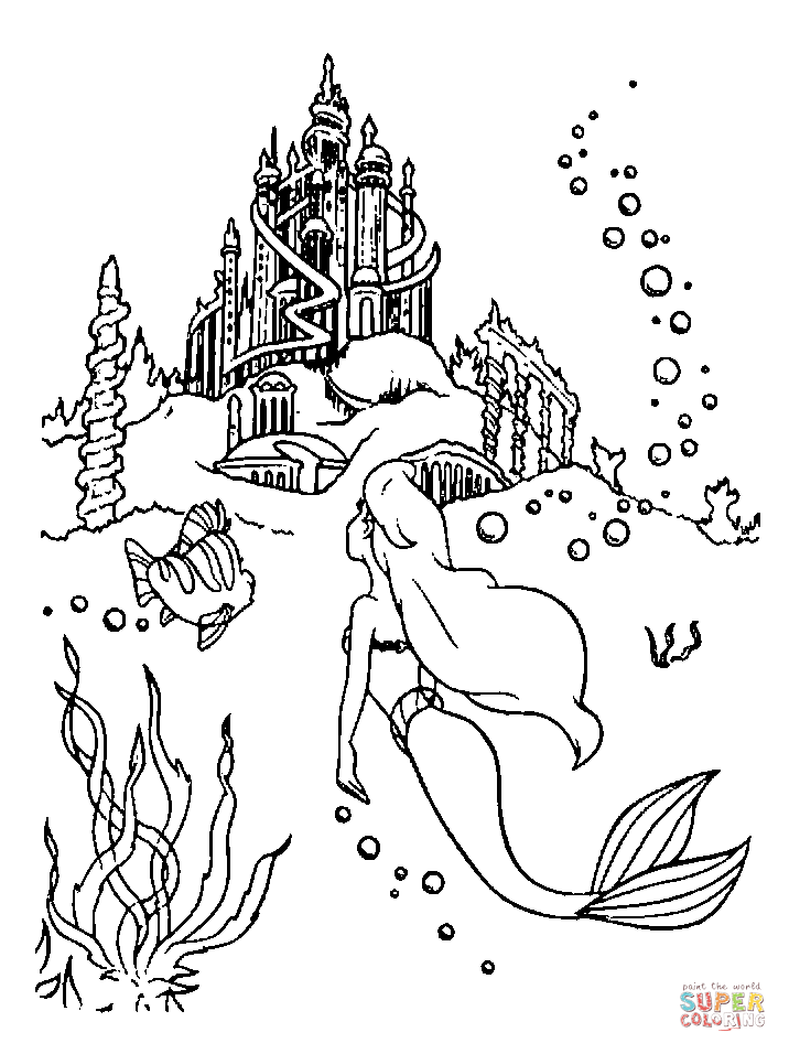 716x956 Ariel Is Going To The Castle Coloring Page Free Printable