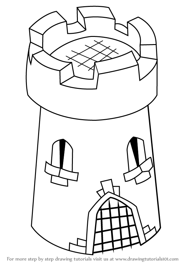 598x844 Step By Step How To Draw 3d Castle Tower For Kids