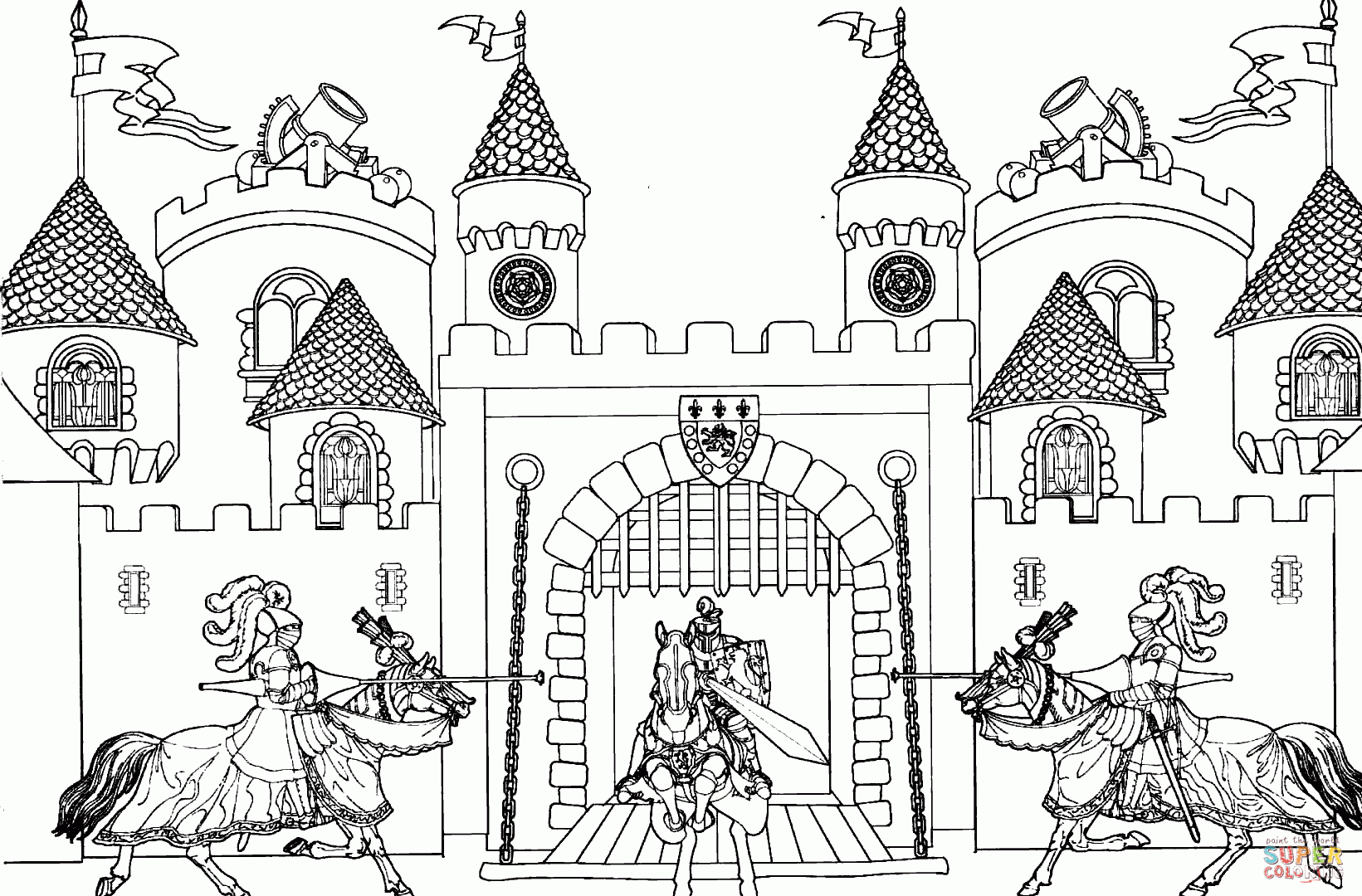 1641x1080 Incredible Castle Coloring Page Printable In Addition Free Pages