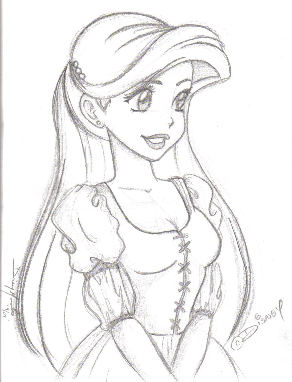 1024x1340 Pencil Drawings Of Disney Princess Ariel