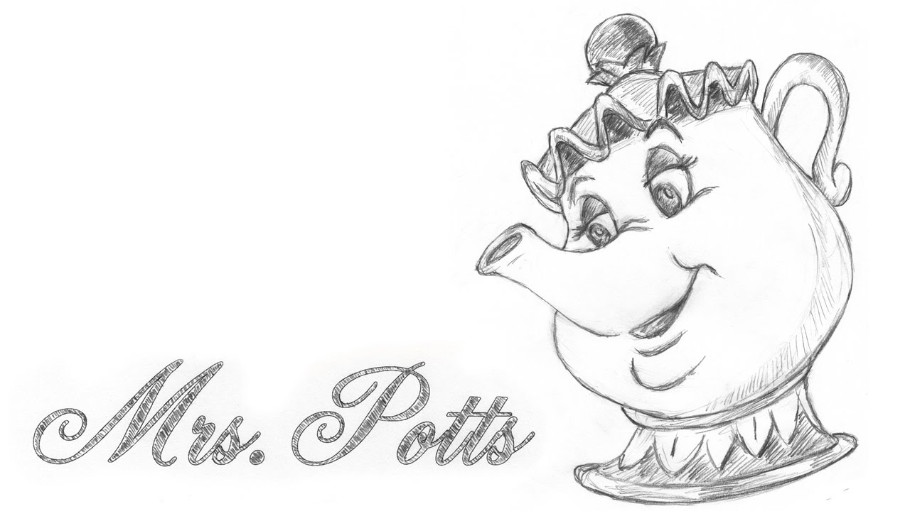 1280x720 Speed Drawing Mrs. Potts From Disney Beauty And The Beast