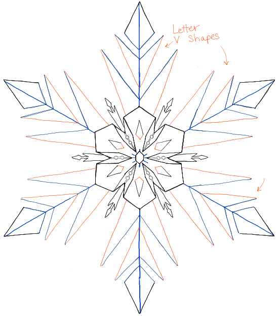 549x623 How Draw Snowflakes From Disney Frozen Movie With Easy