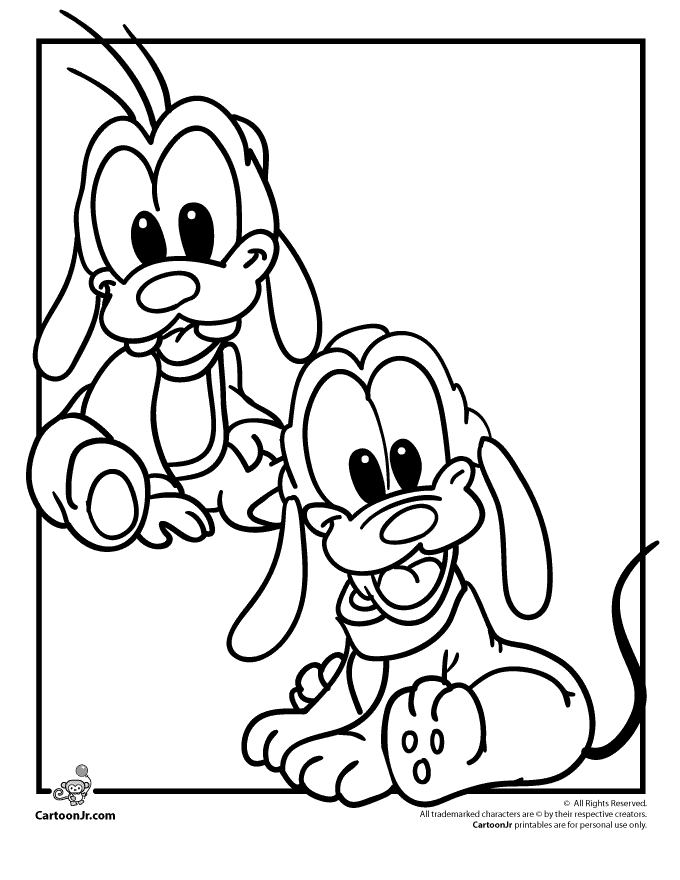 680x880 Disney Baby Coloring Pages Goofy And Pluto Disney Babies Coloring