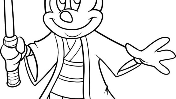 570x320 Mickey Mouse Outline Drawing How To Draw Jedi Mickey Disney
