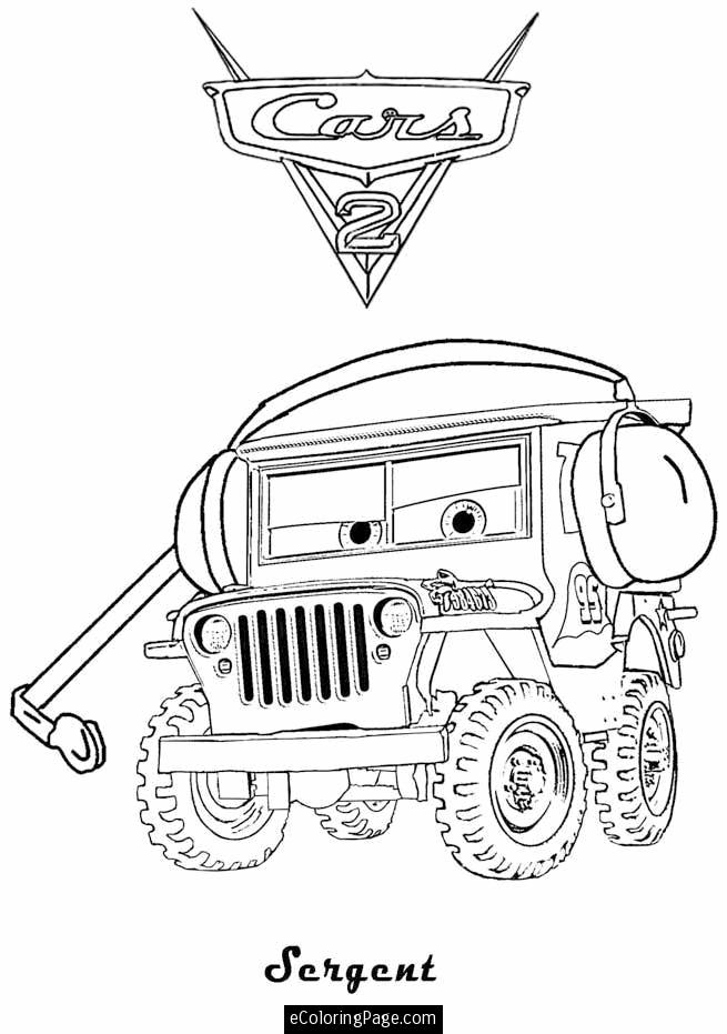 655x931 Cars 2 Printable Coloring Pages Cars 2 Sarge Printable Coloring