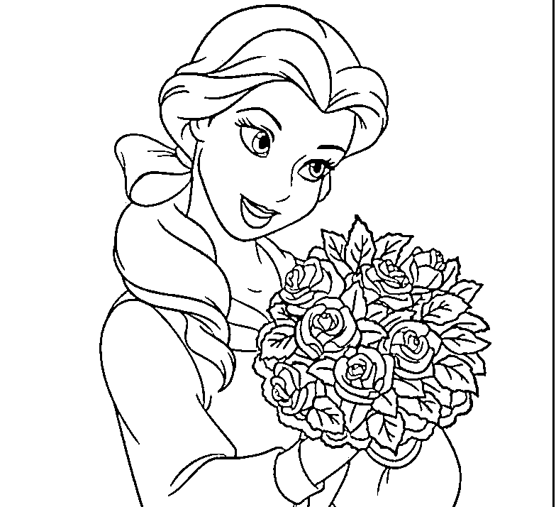 784x714 Disney Princess Belle And Her Gown Coloring Sheet, Belle Coloring