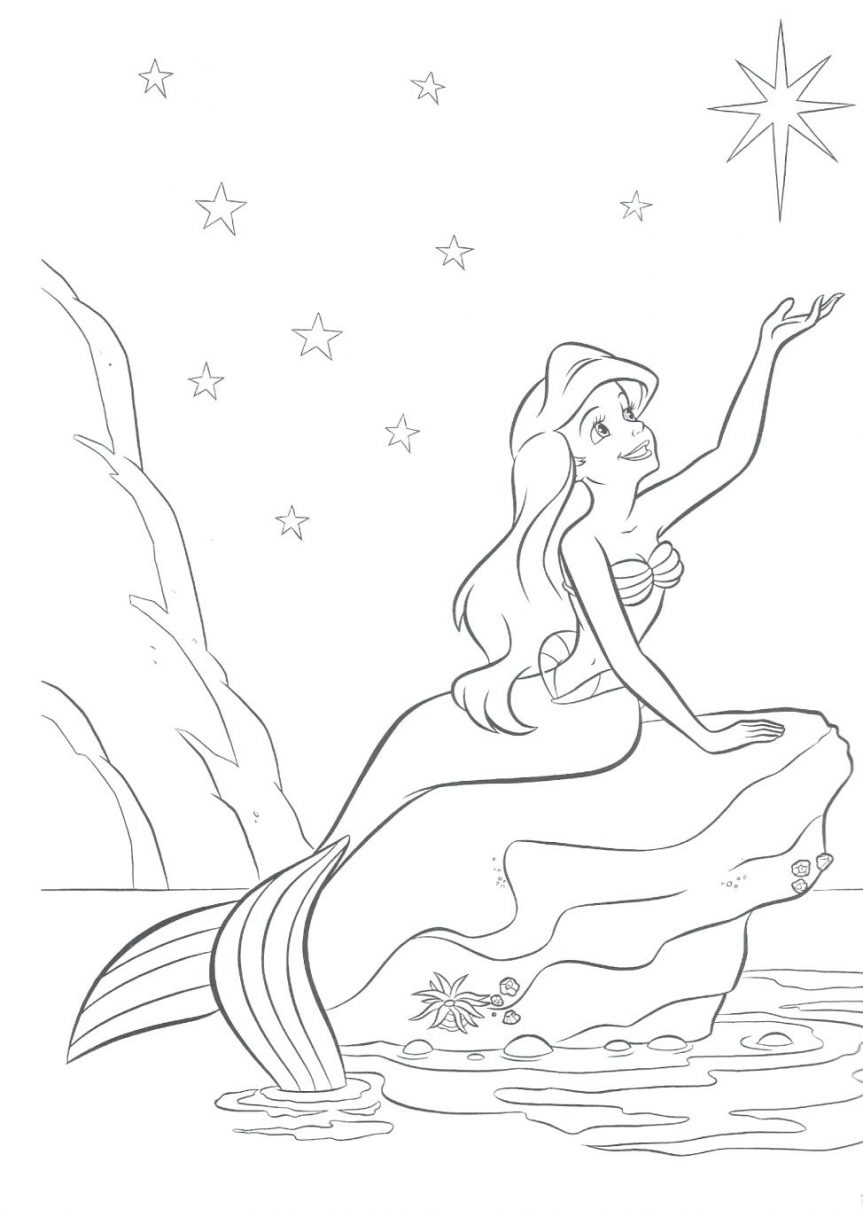 863x1209 Large Size Of Coloring Mermaid Drawing Pages Princess Barbie Free