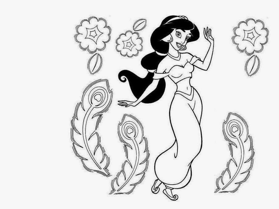 907x679 Disney Jasmine Princess Coloring Drawing Free Wallpaper Anggela